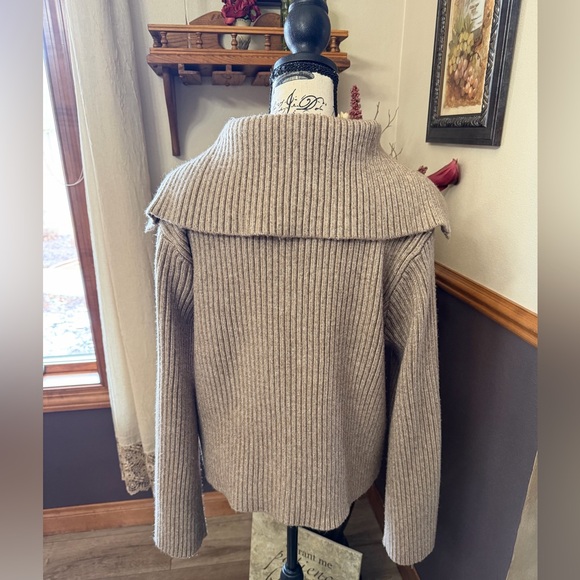 Joie Ribbed Button Front Foldover Collar Sweater Cardigan - Picture 6 of 8